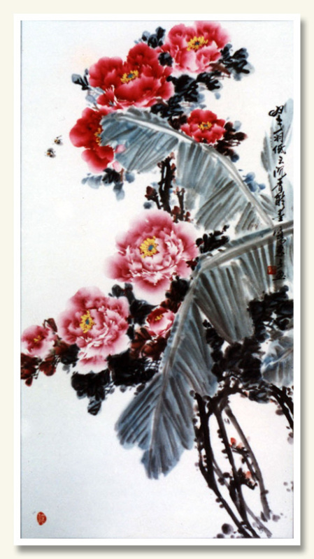 写意牡丹竖幅 7)